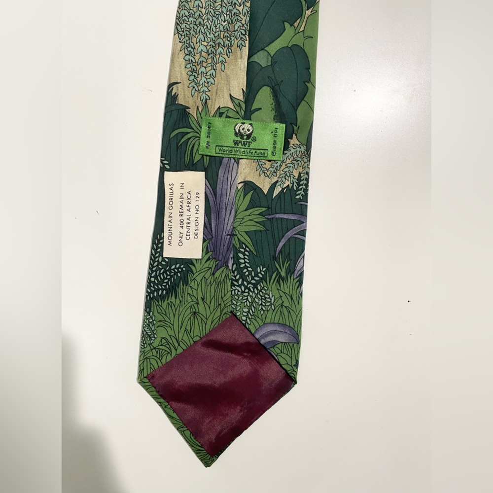 World Wildlife Fund Men’s Zoo Zoological Zoo Keeper Gorilla Monkey Mountain Tie - Picture 4 of 5